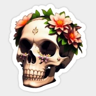 Just a Scull With Flowers 2 Sticker